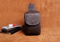 Genuine Leather Mens Cool Chest Bag Sling Bag Crossbody Bag Travel Bag Hiking Bag for men - imessengerbags