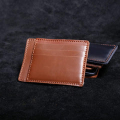 Genuine Leather Mens Cool Slim Front Pocket Wallet Leather Wallet Men Small Wallets  for Men - imessengerbags