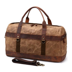Mens Waxed Canvas Leather Weekender Bag Canvas Large Travel Bag for Men - imessengerbags