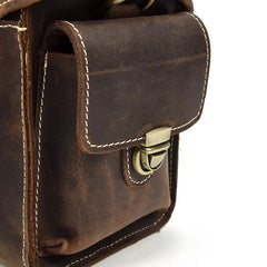 Handmade Leather Mens Cool Small Messenger Bag SLR Camera Case Bag Cycling Bag for men