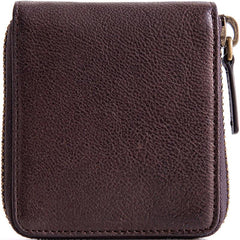 Genuine Leather Mens Cool billfold Leather Wallet Men Small Zipper Wallets Bifold for Men - imessengerbags