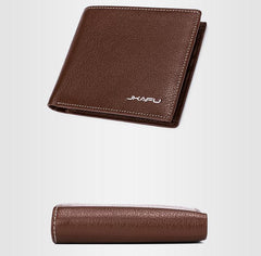 Genuine Leather Mens Cool Slim Leather Wallet Men Small Wallets Bifold for Men - imessengerbags