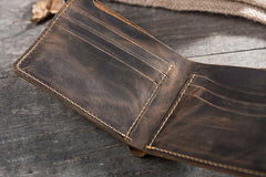 Handmade Leather Mens Cool Slim Leather Wallet Men Small Wallets Bifold for Men - imessengerbags