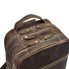 Genuine Leather Mens Cool Backpack Sling Bag Large Black Travel Bag Hiking Bag for men - imessengerbags
