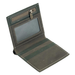 Handmade Leather Mens Cool Slim Leather Wallet Men Small Wallets Bifold for Men - imessengerbags