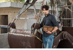 Leather Mens FANNY PACK MENS WAIST BAG HIP PACK BELT BAG FOR MEN - imessengerbags