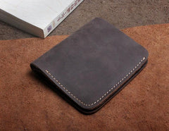 Handmade Leather Mens Cool Slim Leather Wallet Men Small Wallets Bifold for Men - imessengerbags
