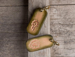 Handmade Leather Mens World of Warcraft Cool Keychain KeyCharm Keyring Pendant for Men - imessengerbags