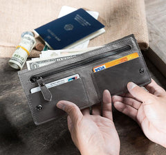 Handmade Leather Mens Cool Slim Leather Wallet Men Small Wallets Bifold for Men - imessengerbags