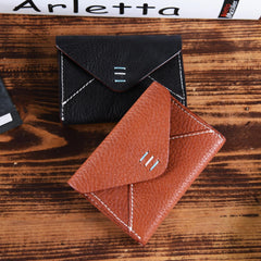 Handmade Mens Cool Short Leather Wallet Men Small Card Slim Wallets Bifold for Men