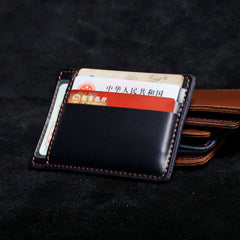 Genuine Leather Mens Cool Slim Front Pocket Wallet Leather Wallet Men Small Wallets  for Men - imessengerbags