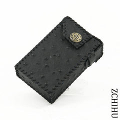Handmade Cool Leather Mens Vintage Black Cigarette Holder Case Cigarette Holder for Men - imessengerbags