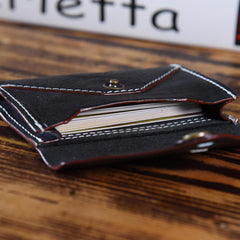 Handmade Mens Cool Short Leather Wallet Men Small Card Slim Wallets Bifold for Men