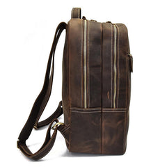Genuine Leather Mens Cool Backpack Sling Bag Large Black Travel Bag Hiking Bag for men - imessengerbags