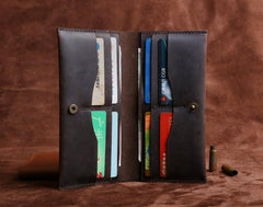 Handmade Leather Mens Cool Long Leather Wallet Clutch Wristlet Wallet for Men - imessengerbags