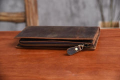 Handmade Leather Mens Cool Long Leather Wallet Cards Clutch Wallet for Men