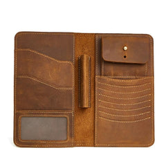 Handmade Leather Mens Travel Wallet Passport Leather Wallet Short Slim Wallets for Men