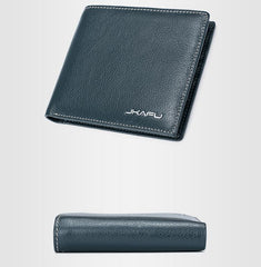 Genuine Leather Mens Cool Slim Leather Wallet Men Small Wallets Bifold for Men - imessengerbags