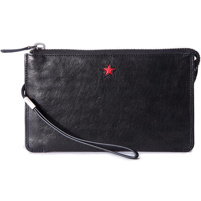 Genuine Leather Mens Cool Long Leather Wallet Zipper Clutch Wallet for Men
