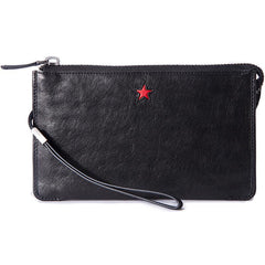 Genuine Leather Mens Cool Long Leather Wallet Zipper Clutch Wallet for Men