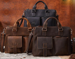 Handmade Leather Mens Cool Messenger Bag Work Bag Satchel Bag Briefcase Bag for men - imessengerbags
