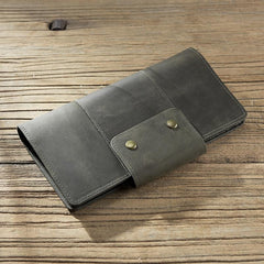 Handmade Leather Mens Travel Wallet Passport Leather Wallet Long Phone Wallets for Men