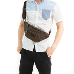 Leather Fanny Pack Mens Waist Bag Hip Pack Belt Bag Bumbag for Men - imessengerbags