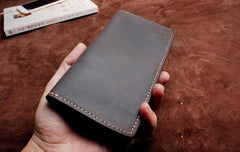 Handmade Leather Mens Wallet Cool Long Leather Wallet Clutch Wristlet Wallet for Men - imessengerbags