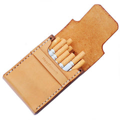 Handmade Wooden Leather Mens Cigarette Case Cool Beige Custom Cigarette Holder for Men - imessengerbags