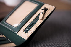 Handmade Leather Mens Cool Slim Leather Wallet Men Small Wallets Bifold for Men Women - imessengerbags