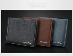 Genuine Leather Mens Cool Slim Leather Wallet Men Small Wallets Bifold for Men - imessengerbags