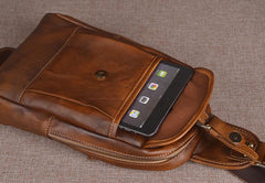 Leather Mens Sling Bag Sling Shoulder Bag Sling Backpack for men - imessengerbags