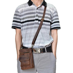 Leather Belt Pouch Mens Cases Waist Bag Hip Pack Belt Bag Fanny Pack Bumbag for Men