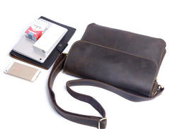 Handmade Leather Mens Cool Messenger Bag Chest Bag Bike Bag Cycling Bag for men