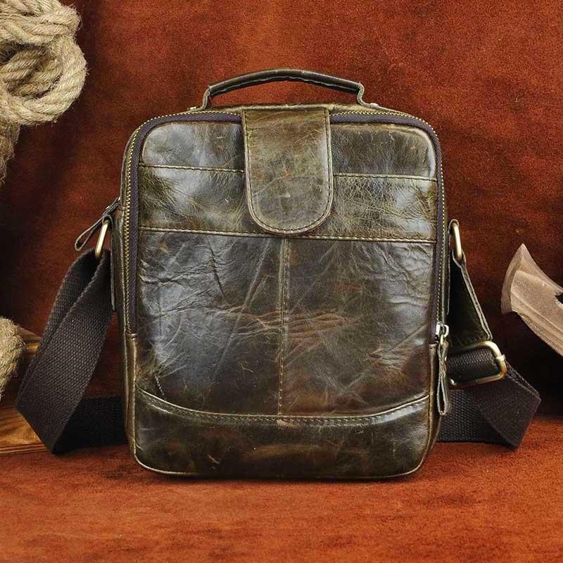 Small Leather Mens SIDE BAG COURIER BAG Messenger Bag Shoulder Bag for ...