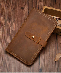 Handmade Leather Mens Travel Wallet Passport Leather Wallet Short Slim Wallets for Men