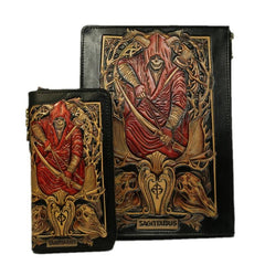 Handmade Leather Tooled CONSTELLATION Mens Cool Long Leather iPad Bag Wristlet Clutch Wallet for Men - imessengerbags