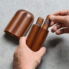 Cool Green Leather Mens 2pcs Cigar Case Cool Custom Leather Cigar Case for Men