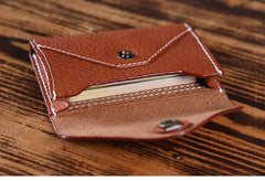 Handmade Mens Cool Short Leather Wallet Men Small Card Slim Wallets Bifold for Men