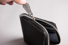 Handmade Leather Mens Cool Slim Leather Zipper Wallet Men Small Wallets Bifold for Men - imessengerbags