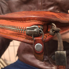 Handmade Genuine Leather Mens Clutch Cool Long Wallet Zipper Clutch Wristlet Wallet for Men - imessengerbags