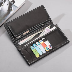 Handmade Leather Mens Clutch Wallet Cool Leather Wallet Long Phone Wallets for Men - imessengerbags