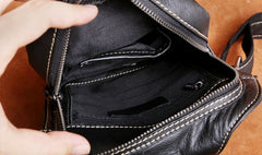 Genuine Leather Mens Cool Chest Bag Sling Bag Crossbody Bag Travel Bag Hiking Bag for men