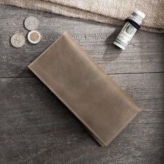Handmade Leather Mens Clutch Wallet Cool Leather Wallet Long Phone Wallets for Men