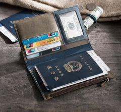 Handmade Leather Mens Travel Wallet Passport Leather Wallet Short Long Wallets for Men