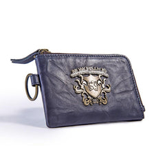 Handmade Leather Mens Chain Biker Wallet Cool Leather Wallet Zipper billfold Wallets - imessengerbags