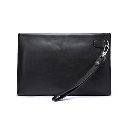 Handmade Leather Mens Clutch Cool Slim Wallet Zipper Clutch Wristlet Wallet for Men
