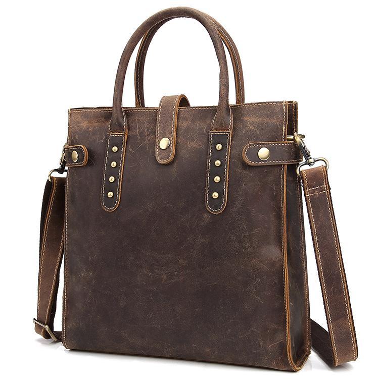 Cool Men Vintage Leather Handbag Tote Shoulder bag CrossBody Bag For Men - imessengerbags