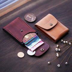 Cool Handmade Wooden Leather Mens Wallet Small Card Holder Coin Wallet for Men