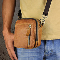 Leather Belt Pouch Mens Small Cases Waist Bag Hip Pack Belt Bag Fanny Pack Bumbag for Men - imessengerbags